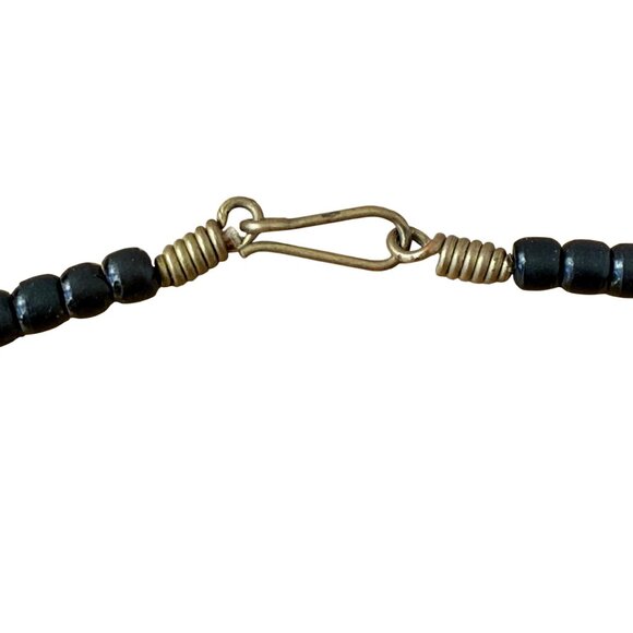 Vintage Bohemian Beaded Necklace With Carved Wood & Horn Accents For Women - Picture 3 of 5